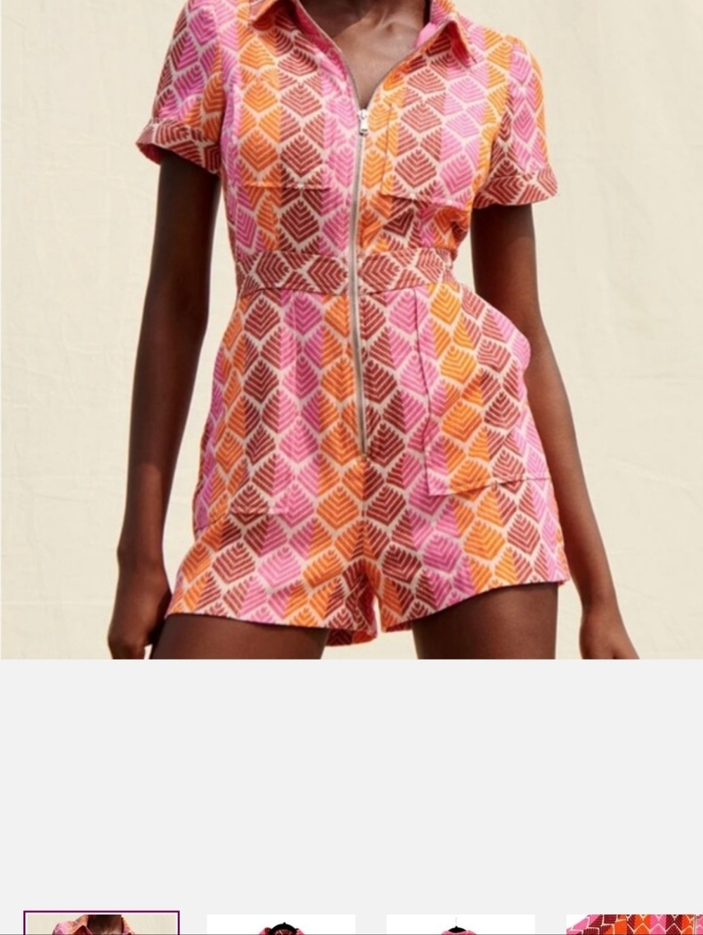SAYLOR Nuala Anthropologie Pink, Orange & Maroon Chevron Zip Romper